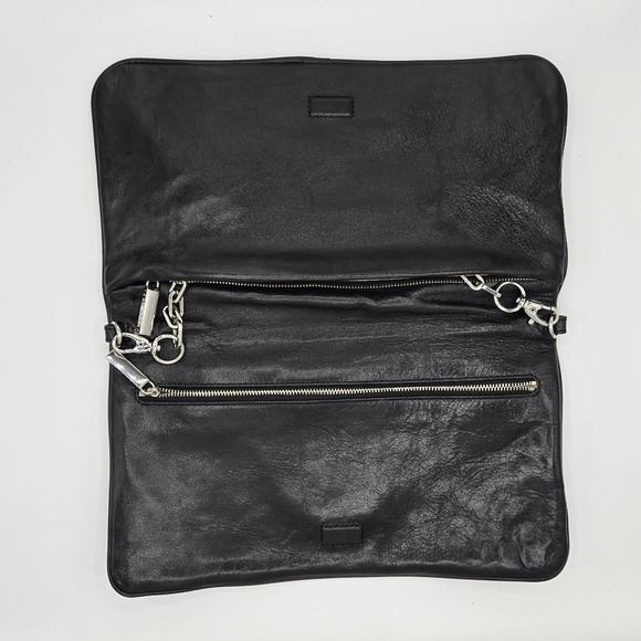 Tory Burch black leather Reva clutch bag like new! EUC! Silver tone hardware. - Picture 5 of 10